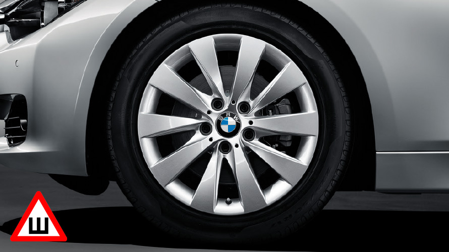 Комплект колес с зимними шипованными шинами BMW V-Spoke 413. Зимние колеса, шипованные шины BMW V-Spoke 413.